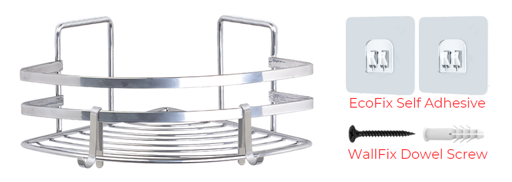WB010 EcoFix Tek Katlı Lamalı Banyo Köşe Rafı