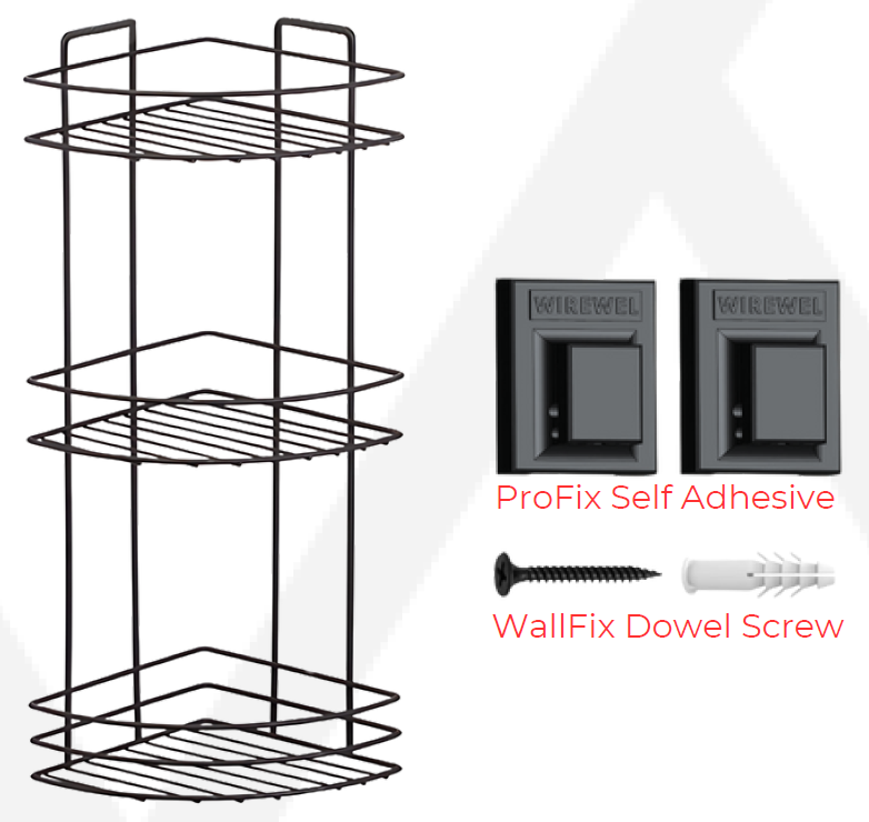 WB018 ProFix Üç Katlı Banyo Köşe Rafı