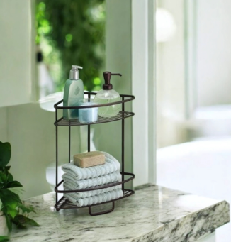 WB053 2 Katlı Tezgah Üstü Banyo Organizer Köşe Rafı