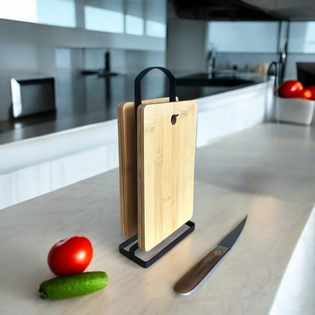 WK027 Metal Standlı 4'lü Ahşap Kesim Panosu